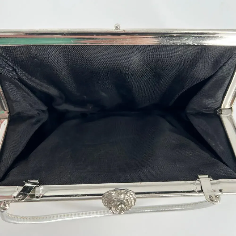 vintage silver metallic clutch evening bag